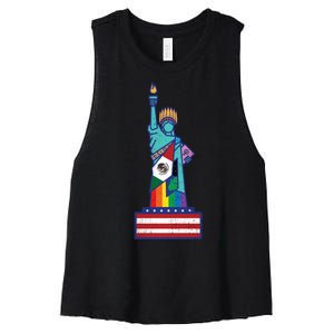 Diverse Statue Of Liberty Women's Racerback Cropped Tank