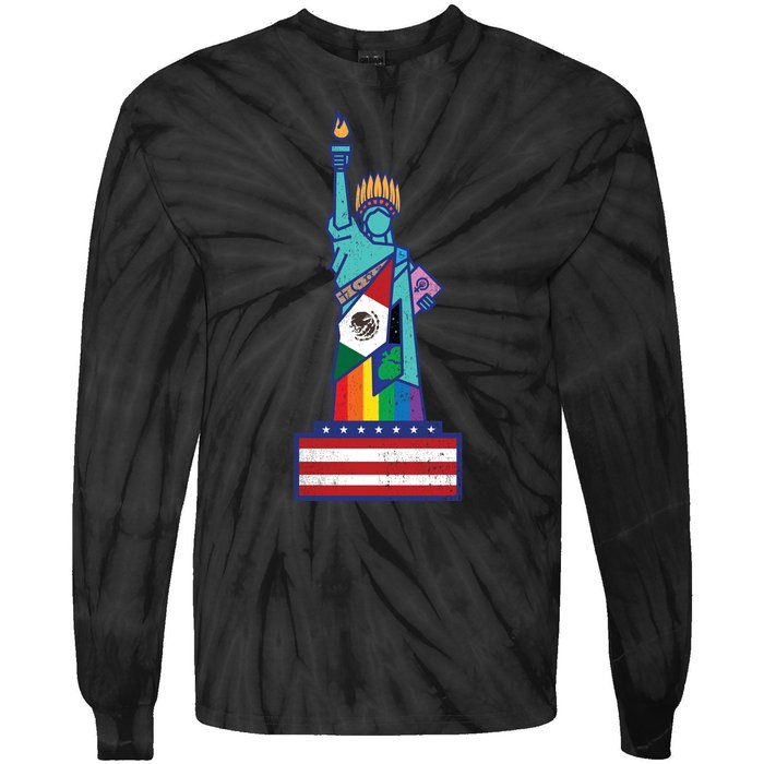 Diverse Statue Of Liberty Tie-Dye Long Sleeve Shirt