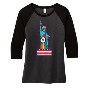 Diverse Statue Of Liberty Women's Tri-Blend 3/4-Sleeve Raglan Shirt