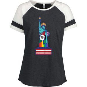 Diverse Statue Of Liberty Enza Ladies Jersey Colorblock Tee