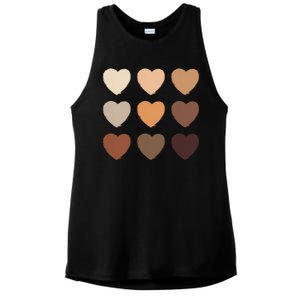 Diversity Skintones Hearts  Ladies PosiCharge Tri-Blend Wicking Tank