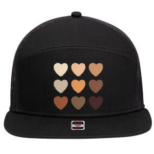 Diversity Skintones Hearts  7 Panel Mesh Trucker Snapback Hat