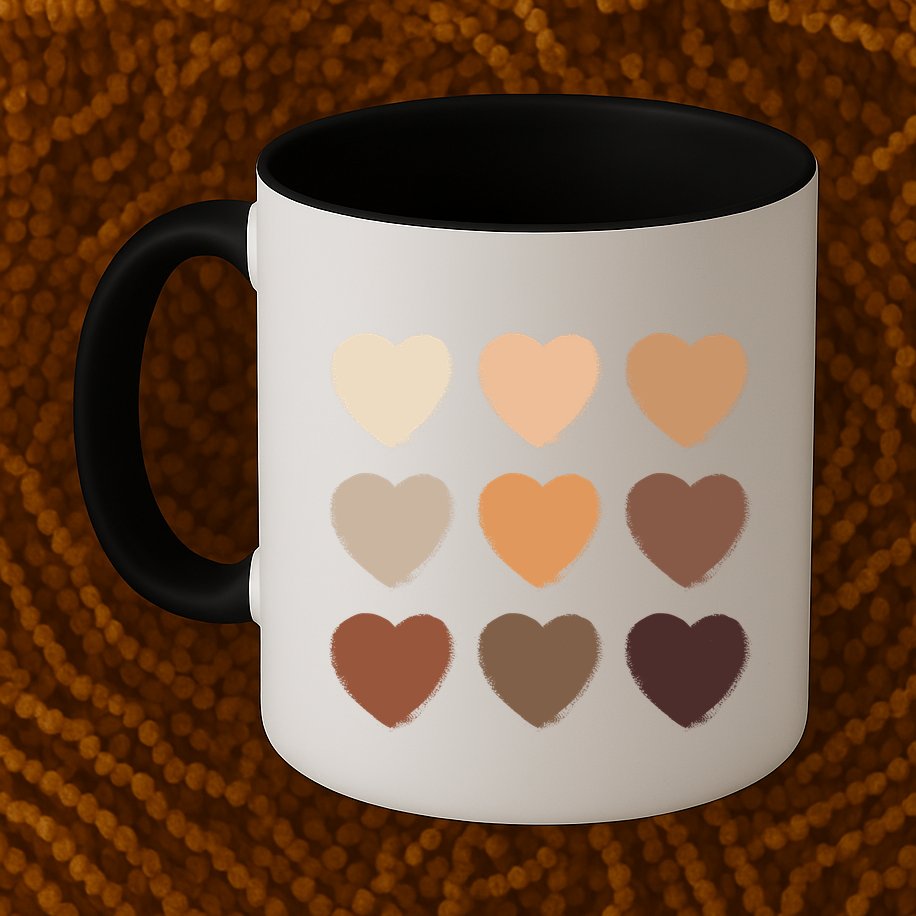 Diversity Skintones Hearts  Mug