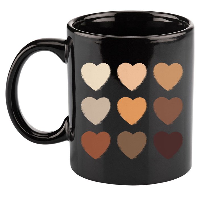 Diversity Skintones Hearts  11oz C Handle Ceramic Mug