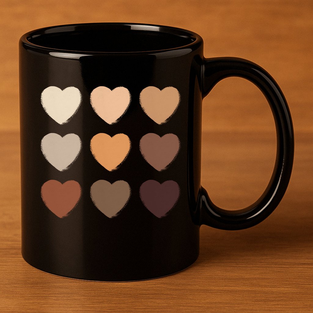 Diversity Skintones Hearts  11oz C Handle Ceramic Mug