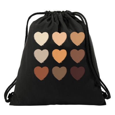 Diversity Skintones Hearts  Drawstring Bag