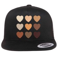 Diversity Skintones Hearts  Flat Bill Trucker Hat