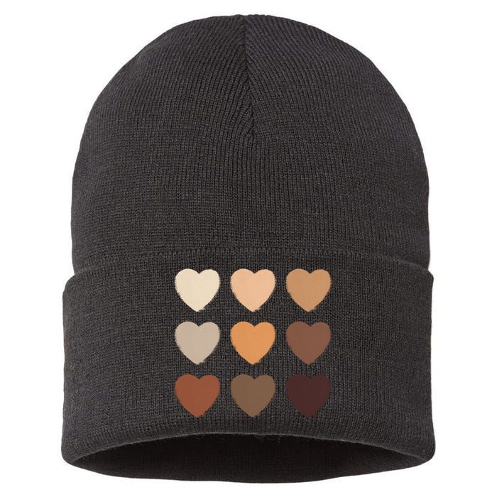 Diversity Skintones Hearts  Sustainable Knit Beanie