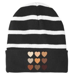 Diversity Skintones Hearts  Striped Beanie with Solid Band