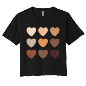 Diversity Skintones Hearts  Women's Crop Top Tee