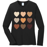Diversity Skintones Hearts  Ladies Long Sleeve Shirt