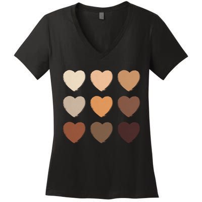 Diversity Skintones Hearts  Women's V-Neck T-Shirt