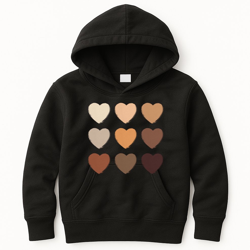 Diversity Skintones Hearts  Kids Hoodie