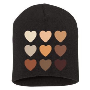 Diversity Skintones Hearts  Short Acrylic Beanie