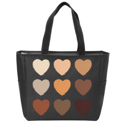 Diversity Skintones Hearts  Zip Tote Bag