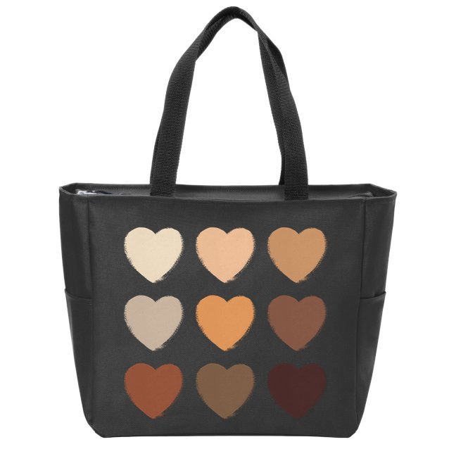 Diversity Skintones Hearts  Zip Tote Bag