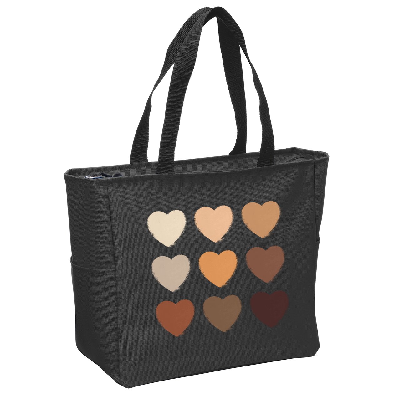 Diversity Skintones Hearts  Zip Tote Bag