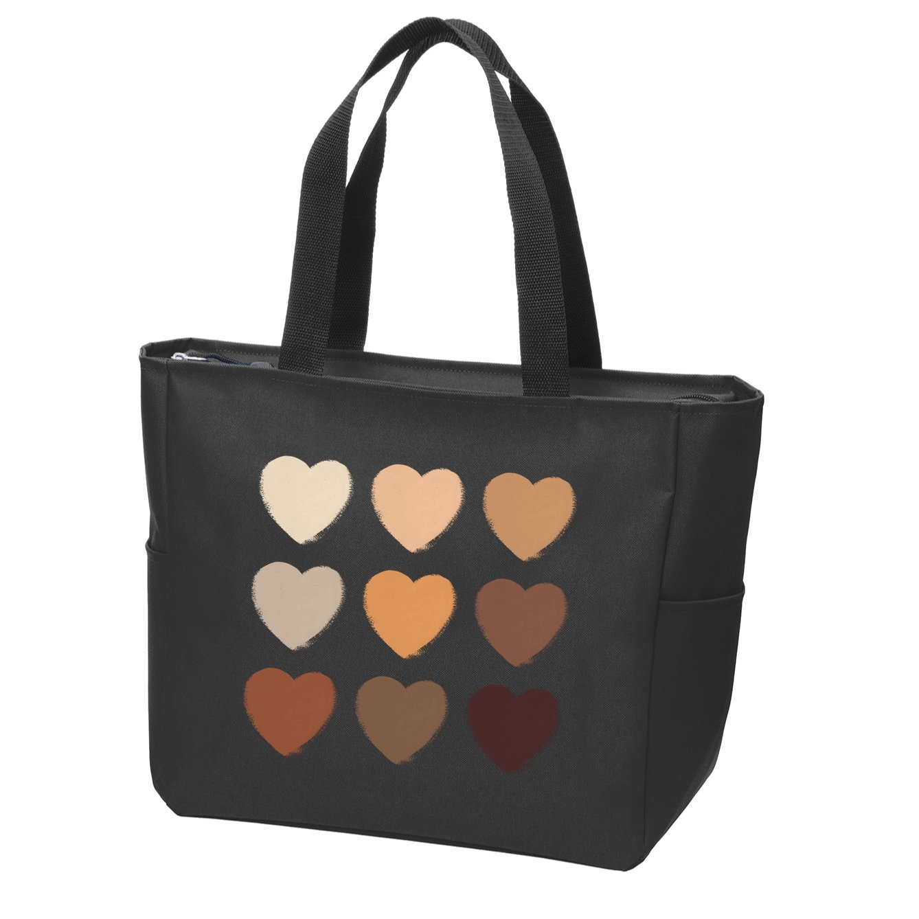 Diversity Skintones Hearts  Zip Tote Bag