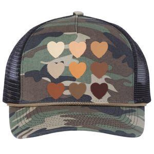 Diversity Skintones Hearts  Retro Rope Trucker Hat Cap