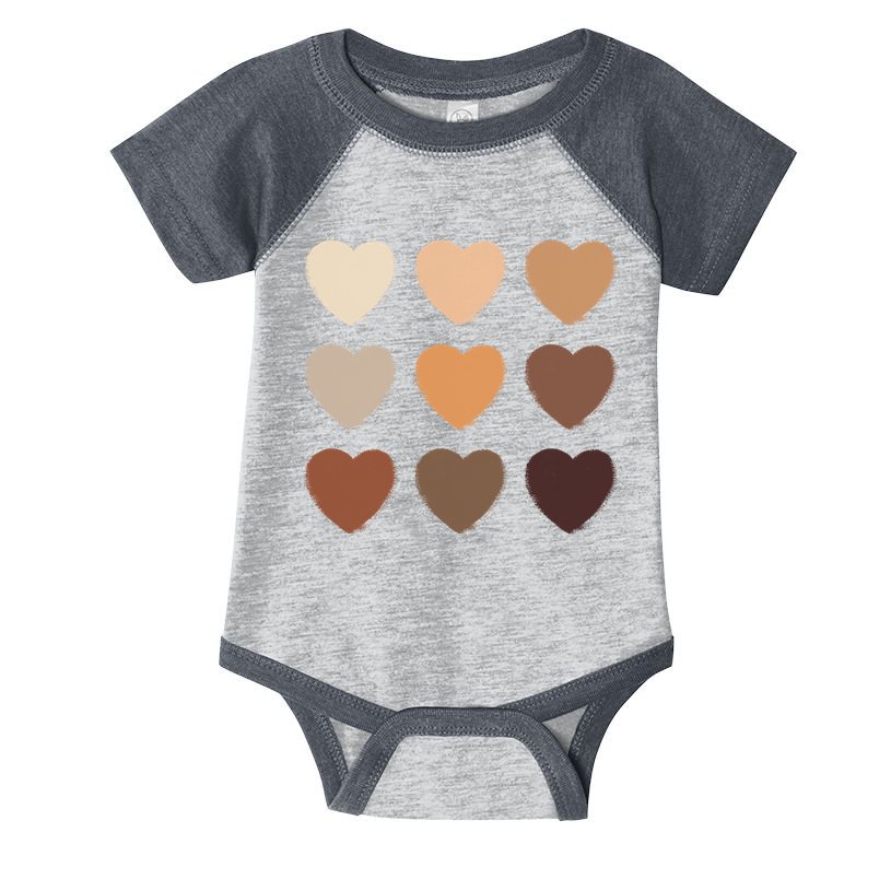 Diversity Skintones Hearts  Infant Baby Jersey Bodysuit