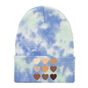 Diversity Skintones Hearts  Tie Dye 12in Knit Beanie