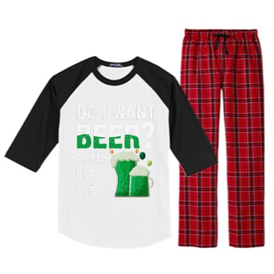 Do I Want A Beer Drinking Saint St Patricks Day Raglan Sleeve Pajama Set