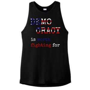 Democracy Is Worth Fighting For Democrats Democratic Sign Gift Ladies PosiCharge Tri-Blend Wicking Tank