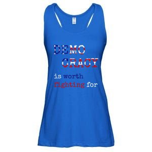 Democracy Is Worth Fighting For Democrats Democratic Sign Gift Ladies Essential Flowy Tank