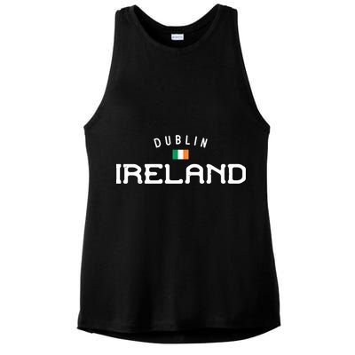 Dublin Ireland With Distressed Irish Flag Design Gift Ladies PosiCharge Tri-Blend Wicking Tank