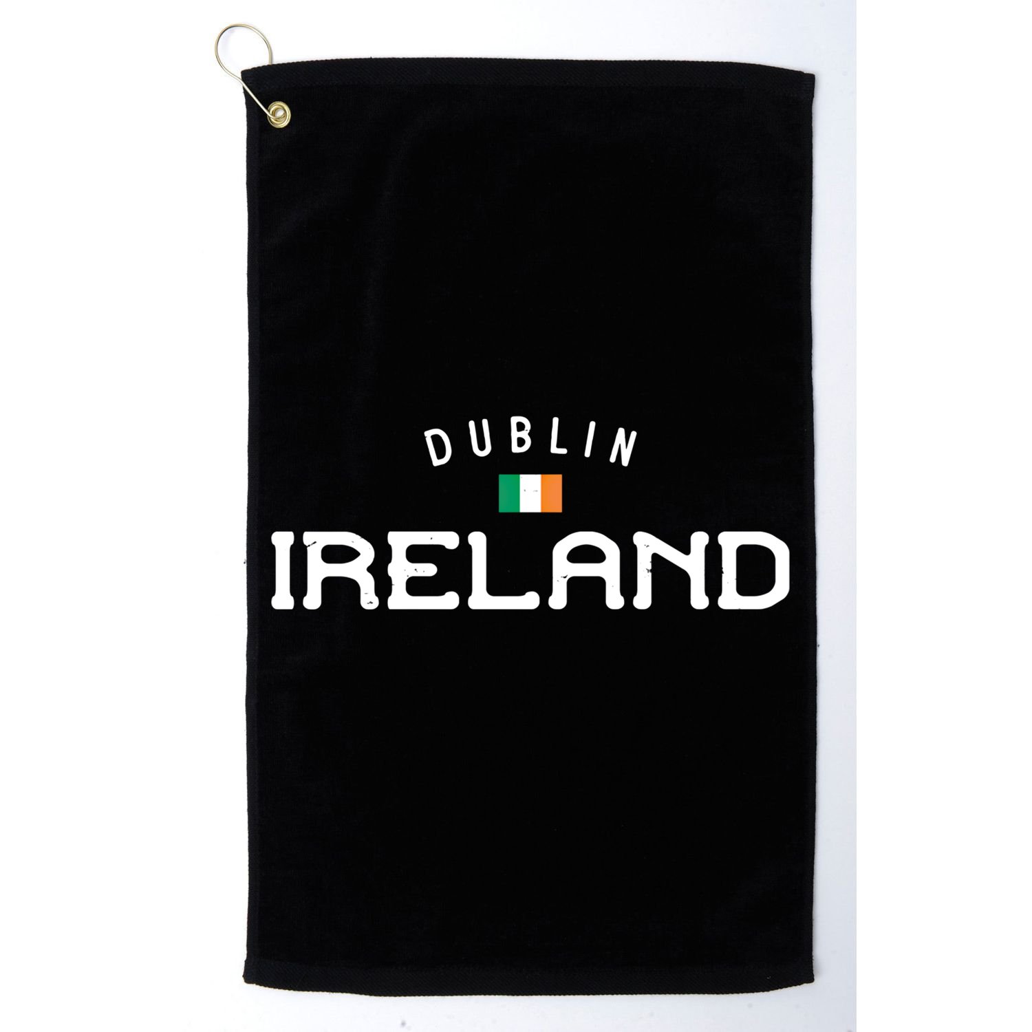 Dublin Ireland With Distressed Irish Flag Design Gift Golf Towel