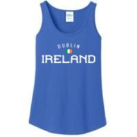 Dublin Ireland With Distressed Irish Flag Design Gift Ladies Essential Tank