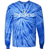 Dublin Ireland With Distressed Irish Flag Design Gift Tie-Dye Long Sleeve Shirt