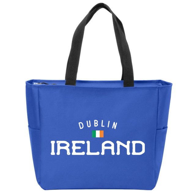 Dublin Ireland With Distressed Irish Flag Design Gift Zip Tote Bag