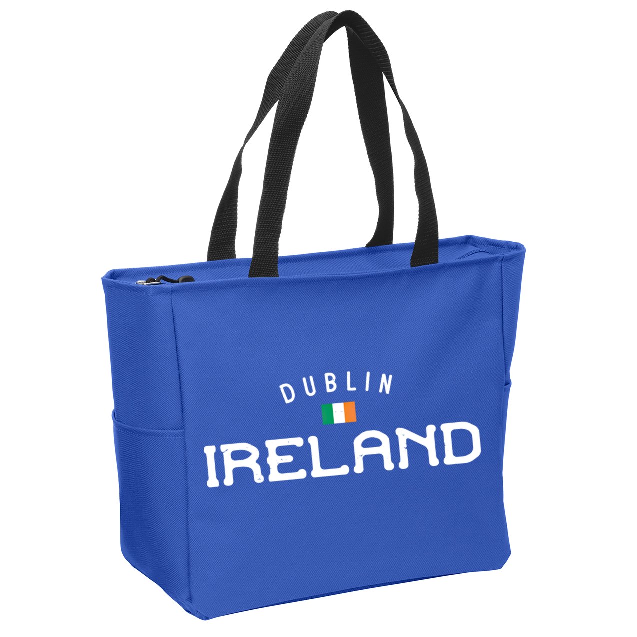 Dublin Ireland With Distressed Irish Flag Design Gift Zip Tote Bag