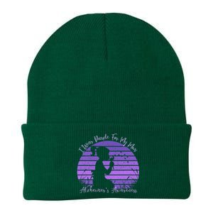 Dandelion I Wear Purple For My Mom Alzheimers Awareness Knit Cap Winter Beanie