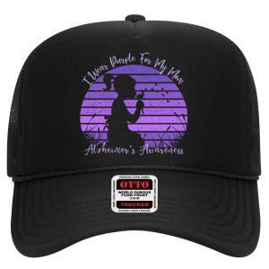 Dandelion I Wear Purple For My Mom Alzheimers Awareness High Crown Mesh Back Trucker Hat