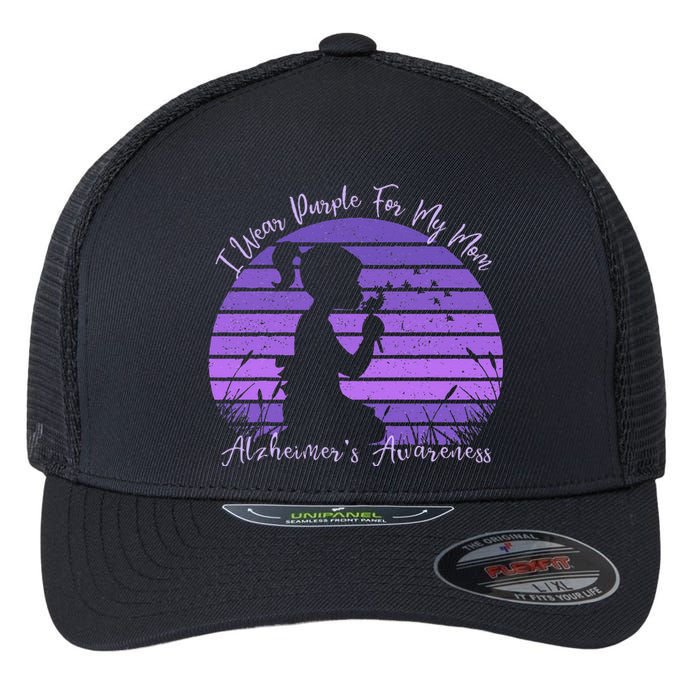 Dandelion I Wear Purple For My Mom Alzheimers Awareness Flexfit Unipanel Trucker Cap