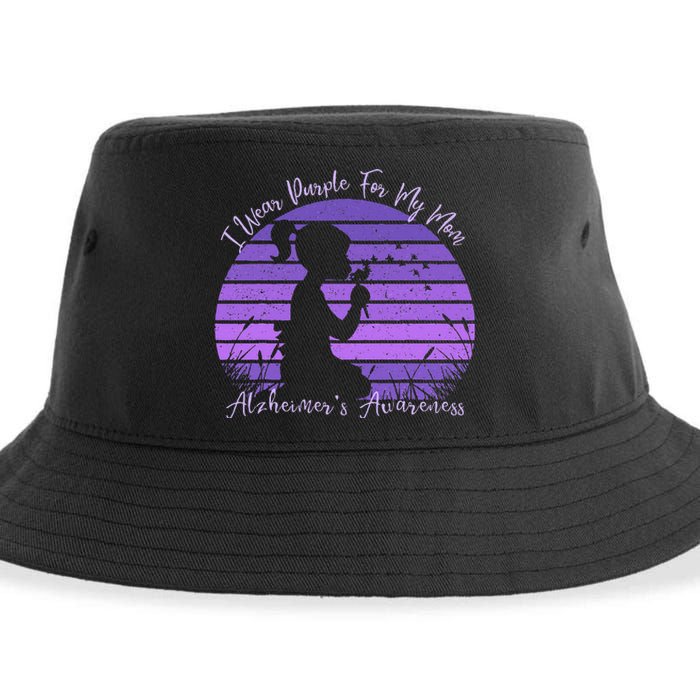 Dandelion I Wear Purple For My Mom Alzheimers Awareness Sustainable Bucket Hat