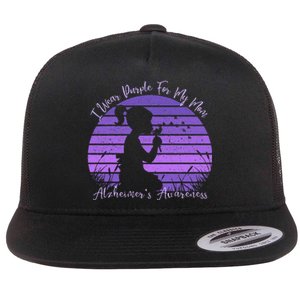 Dandelion I Wear Purple For My Mom Alzheimers Awareness Flat Bill Trucker Hat