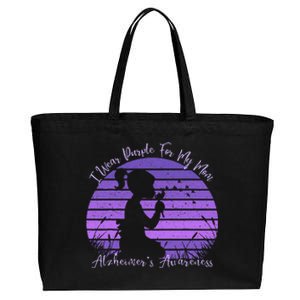 Dandelion I Wear Purple For My Mom Alzheimers Awareness Cotton Canvas Jumbo Tote