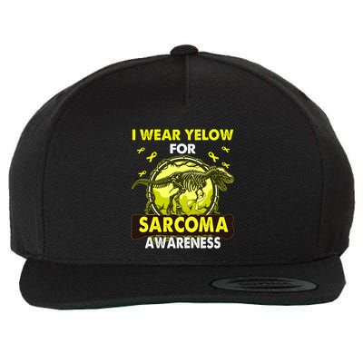 Dinosaur I Wear Yellow For Sarcoma Awareness Gift Wool Snapback Cap
