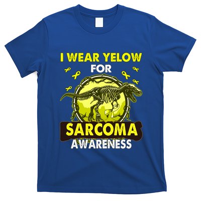 Dinosaur I Wear Yellow For Sarcoma Awareness Gift T-Shirt