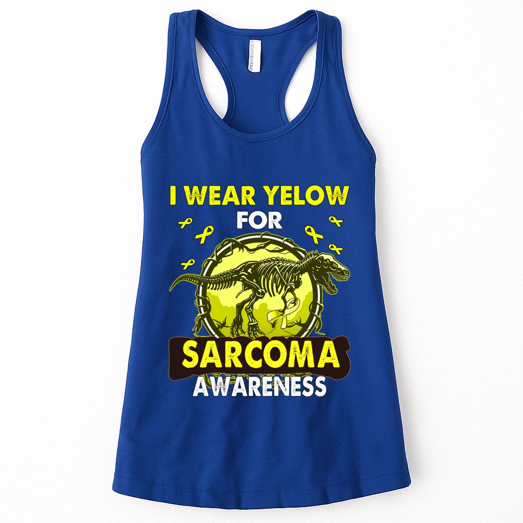 Dinosaur I Wear Yellow For Sarcoma Awareness Gift Womens Tank Top