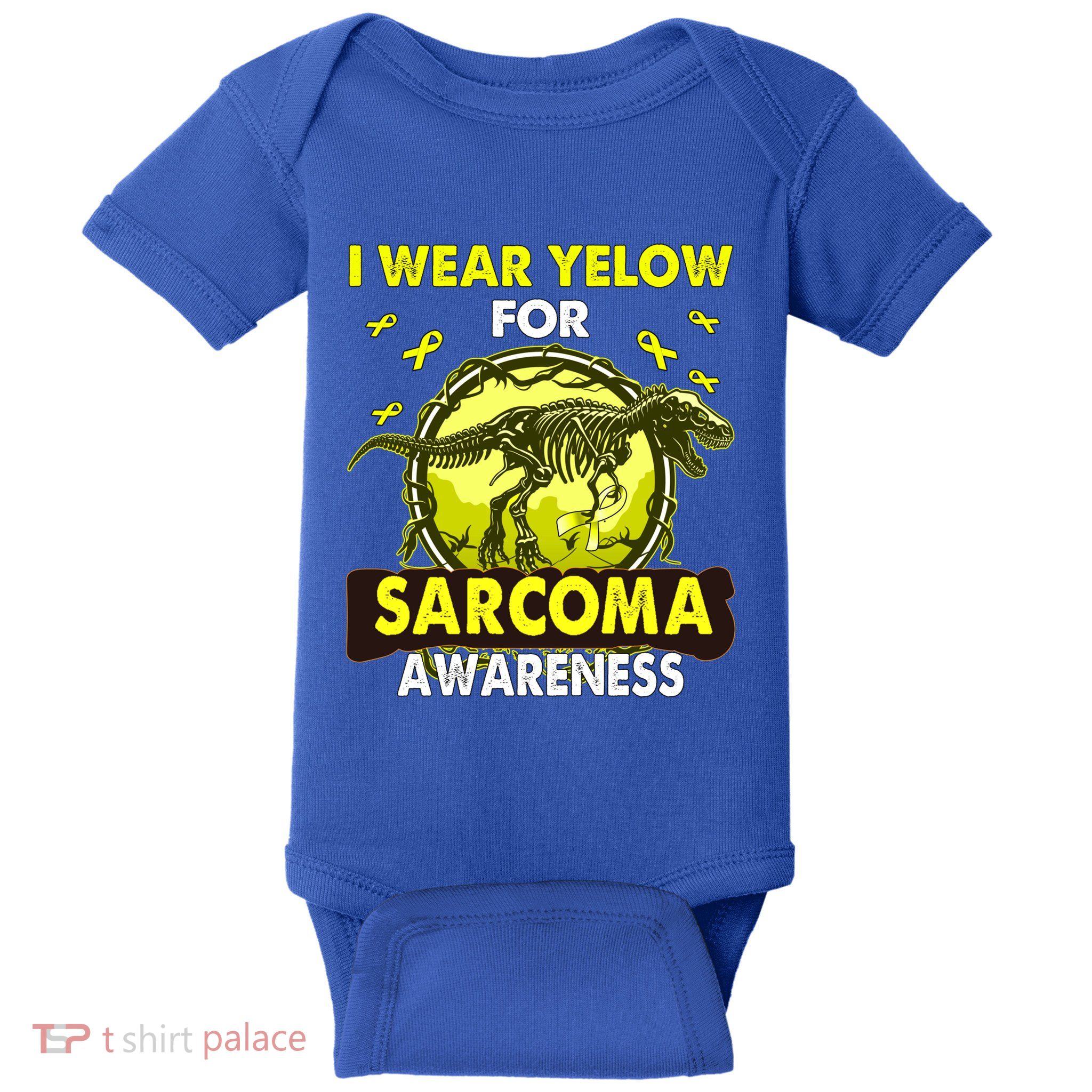 Dinosaur I Wear Yellow For Sarcoma Awareness Gift Baby Bodysuit