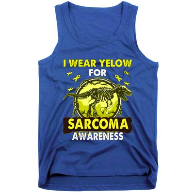 Dinosaur I Wear Yellow For Sarcoma Awareness Gift Tank Top