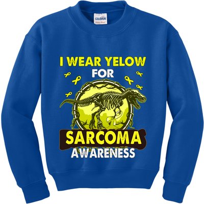Dinosaur I Wear Yellow For Sarcoma Awareness Gift Kids Sweatshirt