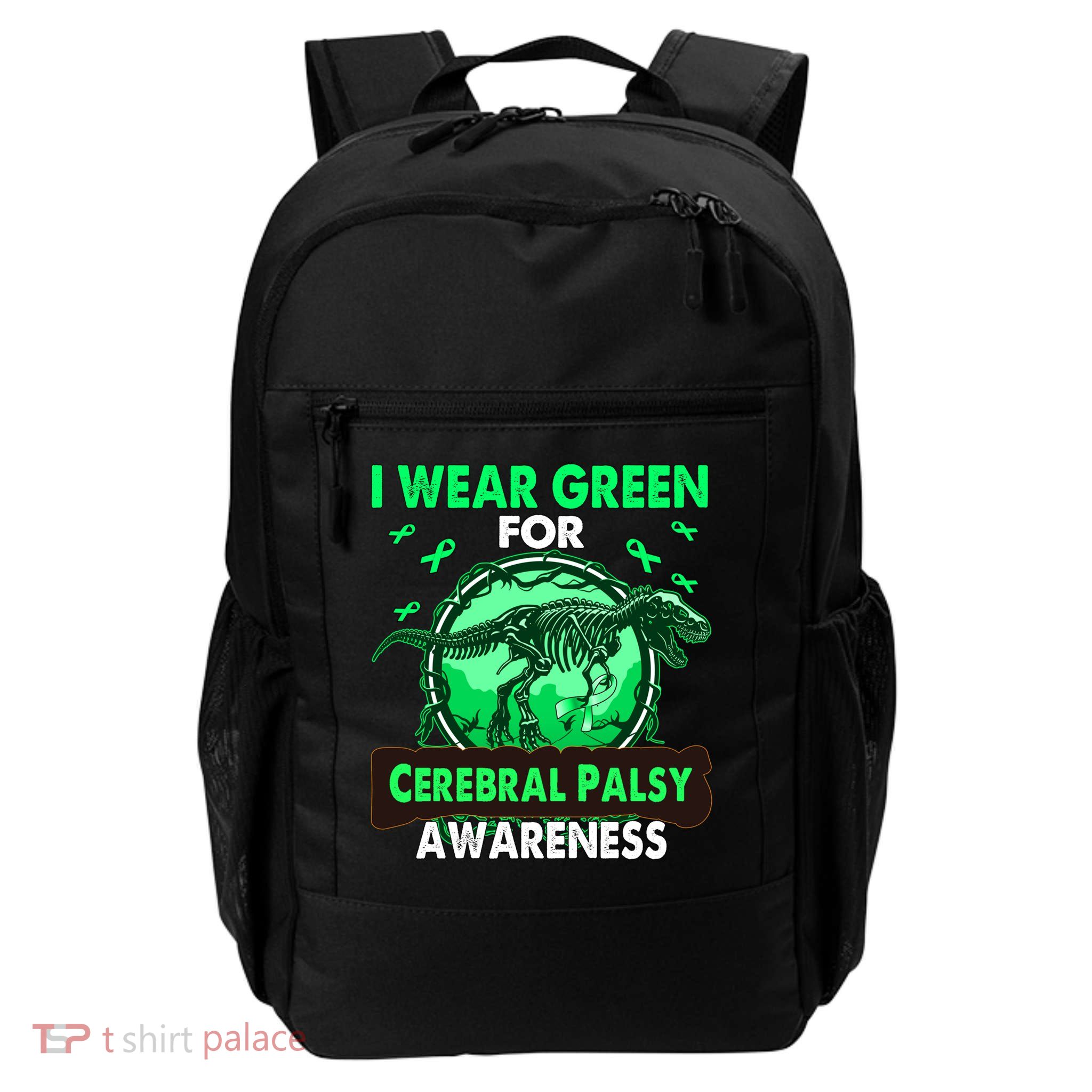 Dinosaur I Wear Green For Cerebral Palsy Awareness Gift Backpack