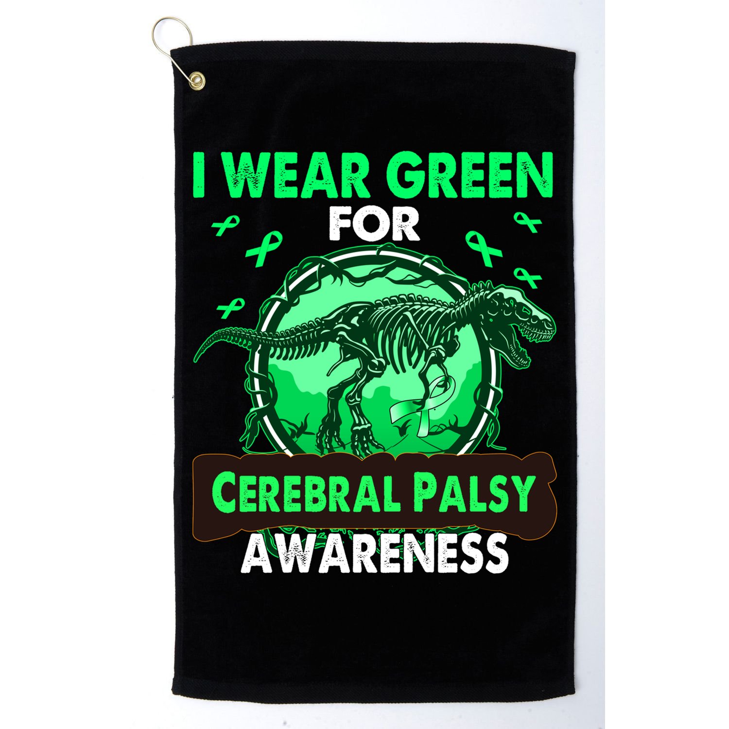 Dinosaur I Wear Green For Cerebral Palsy Awareness Gift Golf Towel