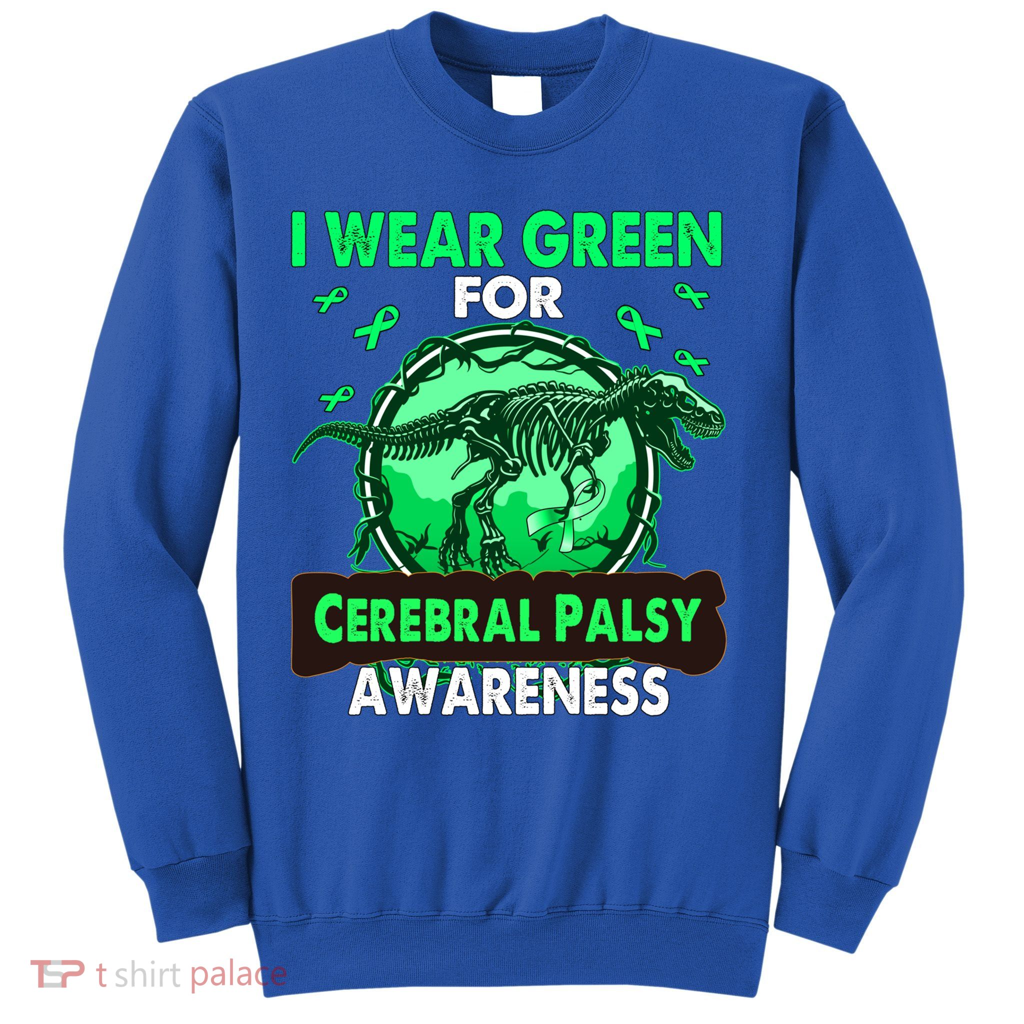 Dinosaur I Wear Green For Cerebral Palsy Awareness Gift Sweatshirt