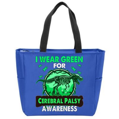 Dinosaur I Wear Green For Cerebral Palsy Awareness Gift Zip Tote Bag